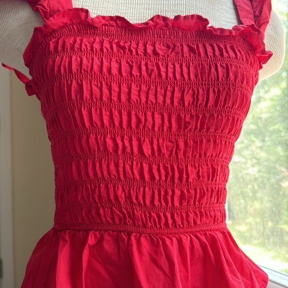 Red shirt with Smocked Ruffle - Picture 2 of 5